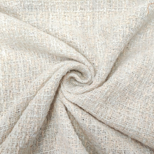 Tessuto Tweed Bouclé in cotone bianco - avorio