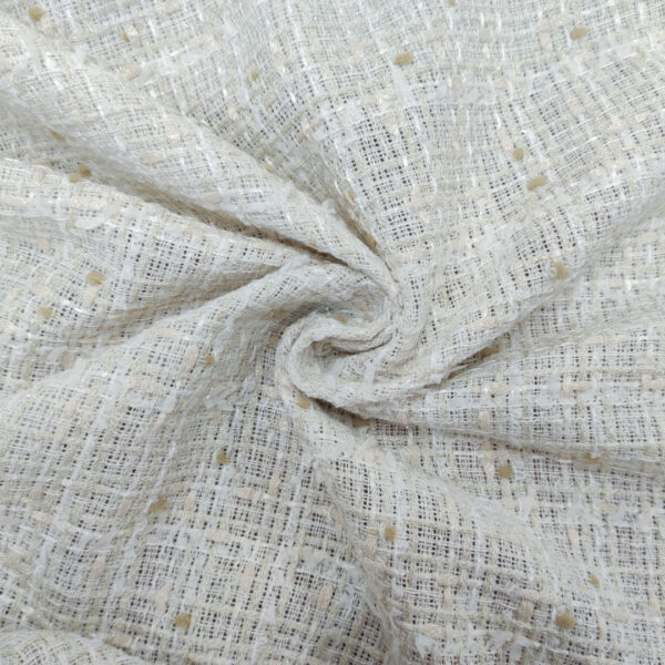 Tessuto Tweed Bouclé in cotone bianco - beige