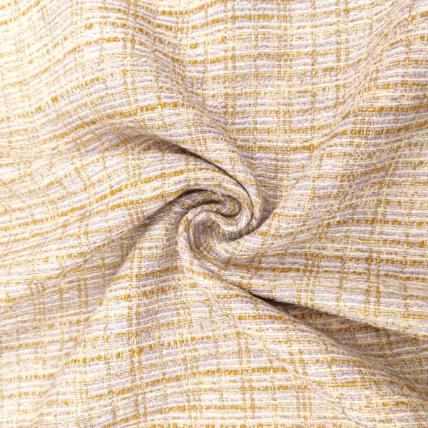 Tessuto Tweed Bouclé in cotone lilla - tabacco