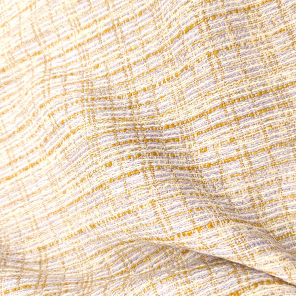 Tessuto Tweed Bouclé in cotone lilla - tabacco