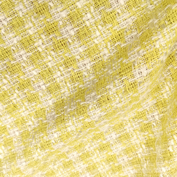 Tessuto Tweed Bouclé in cotone lime - panna