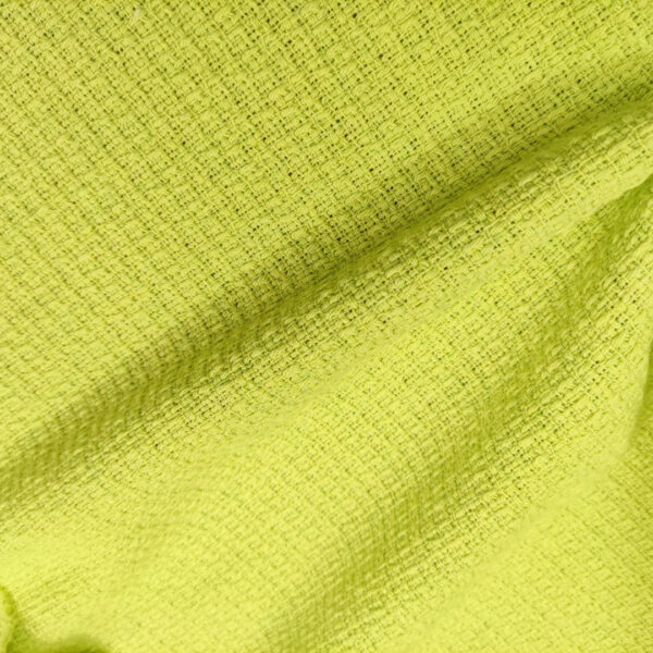Tessuto Tweed Bouclé in cotone tinta unita mela