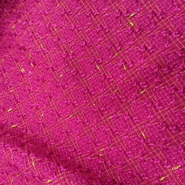 Tessuto Tweed Bouclé lurex fucsia - oro