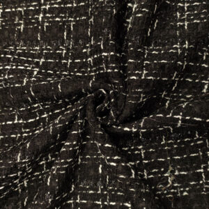 Tessuto Tweed Bouclé lurex nero - bianco