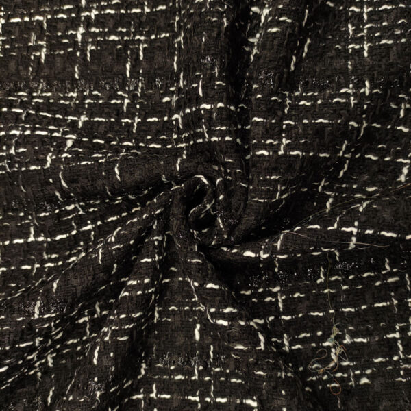 Tessuto Tweed Bouclé lurex nero - bianco