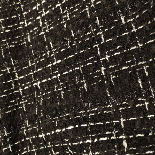 Tessuto Tweed Bouclé lurex nero - bianco