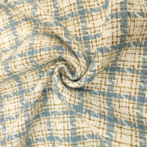 Tessuto Tweed Bouclé lurex panna - celeste - oro