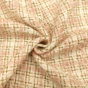 Tessuto Tweed Bouclé lurex panna - rosa - celeste