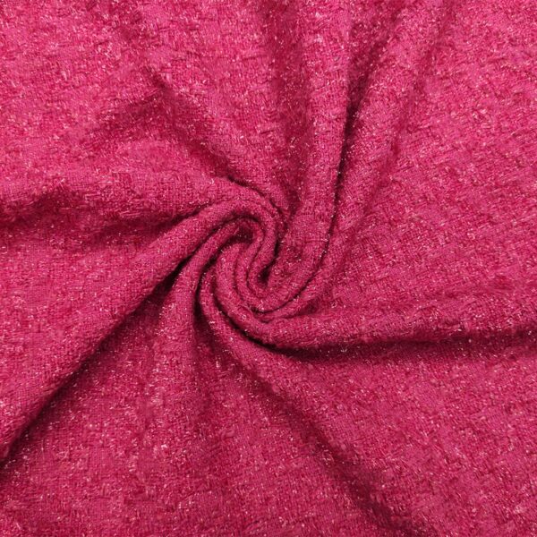 Tessuto Tweed Bouclé lurex tinta unita fucsia