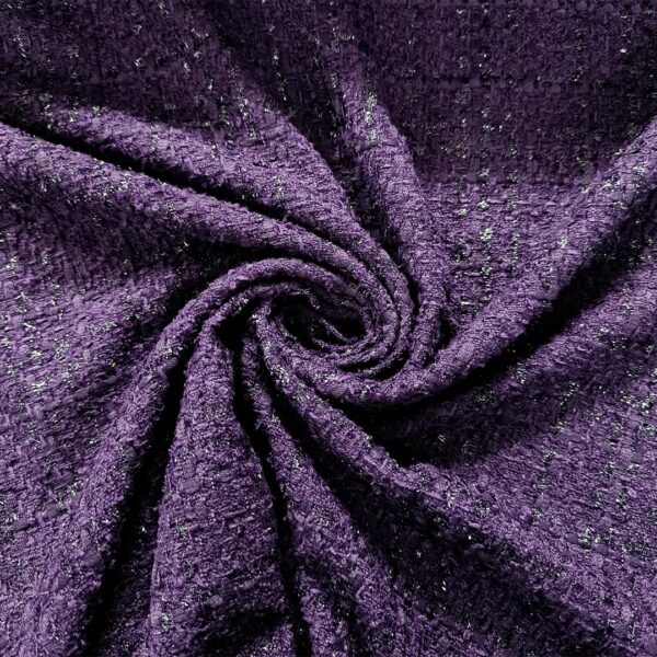 Tessuto Tweed Bouclé lurex tinta unita viola