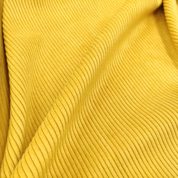 Tessuto Velluto a coste tinta unita giallo