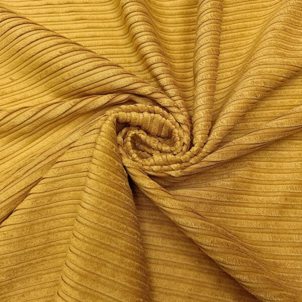 Tessuto Velluto a coste tinta unita senape