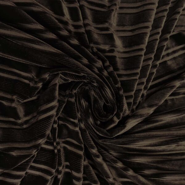Tessuto velluto elasticizzato devorè motivo rigato nero