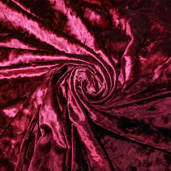 Tessuto velluto elasticizzato effetto invecchiato tinta unita bordeaux