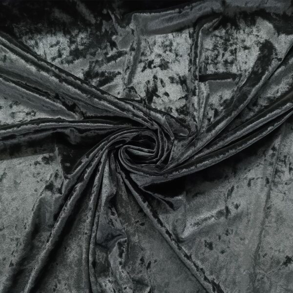 Tessuto velluto elasticizzato effetto invecchiato tinta unita nero
