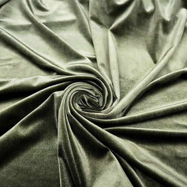 Tessuto velluto elasticizzato tinta unita verde salvia