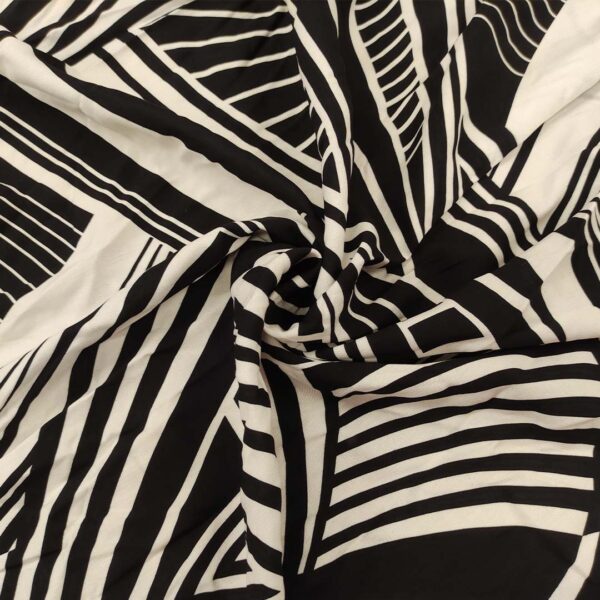 Tessuto Viscosa a fantasia motivo astratto nero - bianco