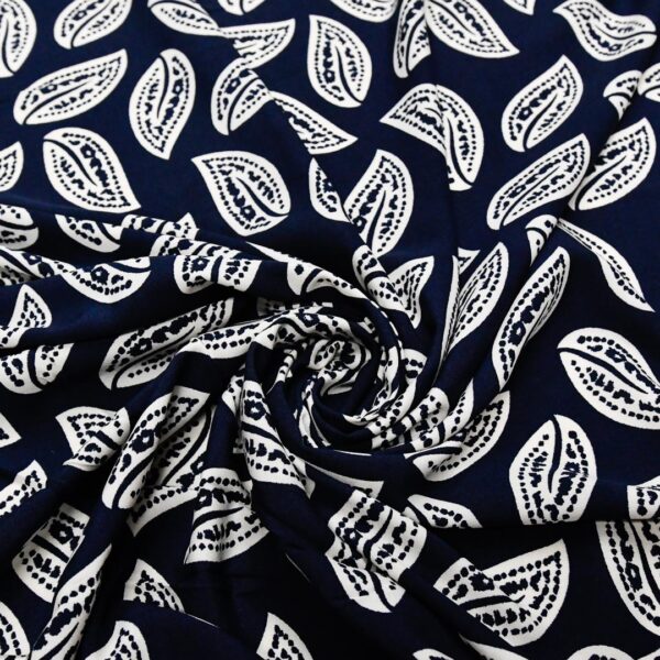 Tessuto Viscosa a fantasia motivo floreale blu - bianco