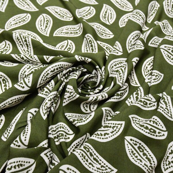 Tessuto Viscosa a fantasia motivo floreale verde - bianco