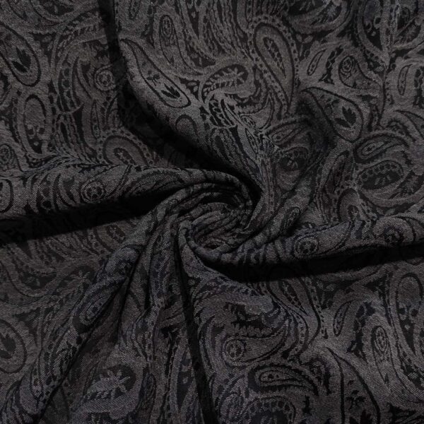 Tessuto Cady Elasticizzato peso autunnale a fantasia motivo floreale cahmere grigio - nero