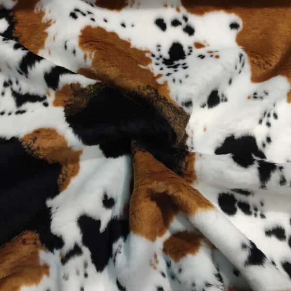 Tessuto Eco Pelliccia motivo animalier bianco - nero - marroncino