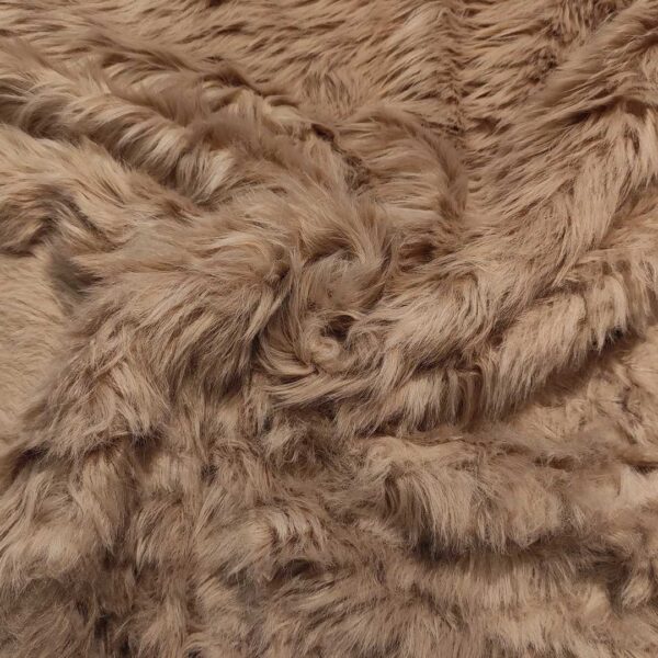 Tessuto Eco Pelliccia a pelo lungo tinta unita rosa antico