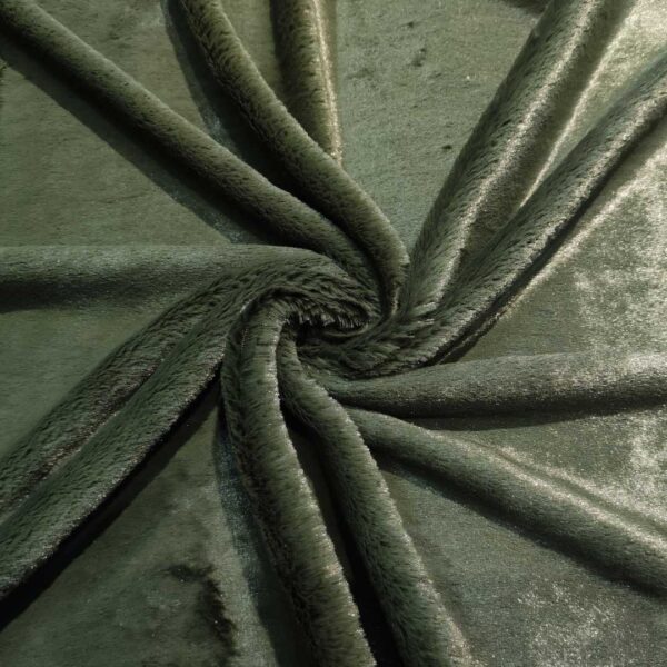 Tessuto Eco Pelliccia castorino leggero tinta unita verde militare