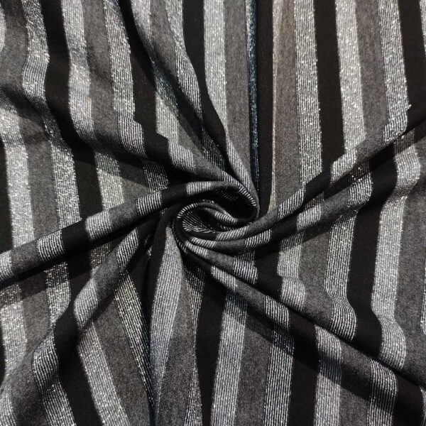 Tessuto Jersey lurex motivo rigato argento - grigio - nero