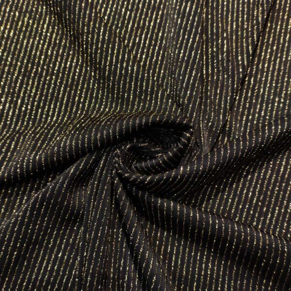 Tessuto Jersey lurex motivo rigato oro - nero