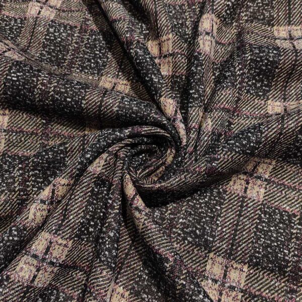 Tessuto Jersey peso autunnale a fantasia motivo tweed beige - grigio - nero - vinaccio