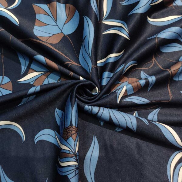 Tessuto Jersey peso autunnale a fantasia motivo floreale blu - celeste - tabacco