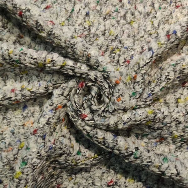 Tessuto Lana Cotta bouclè ghiaccio - nero - verde