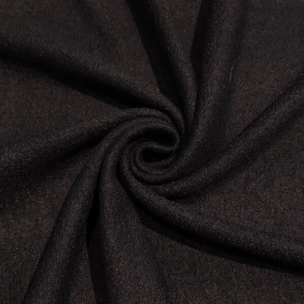 Tessuto per cappotto bouclè leggero tinta unita nero