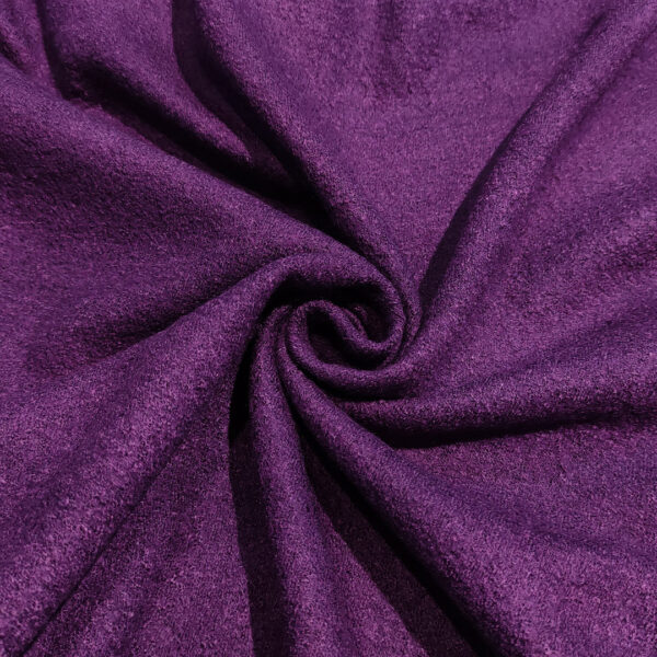 Tessuto per cappotto bouclè leggero tinta unita viola