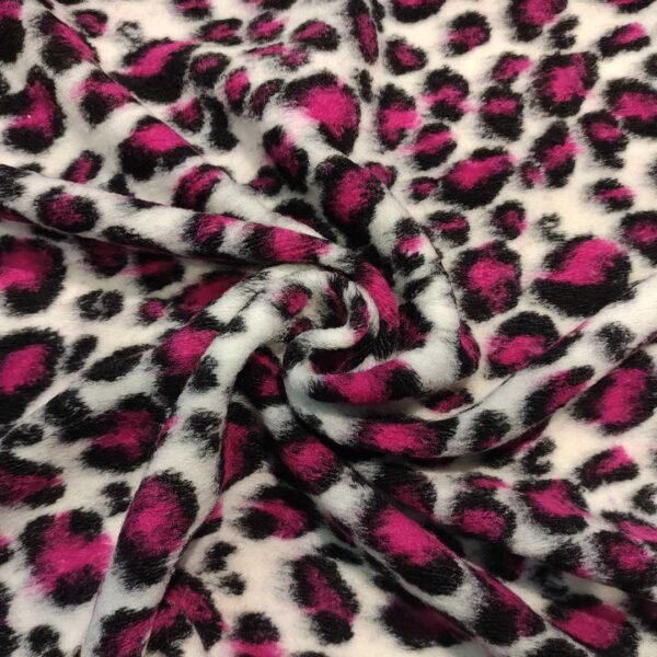 Tessuto Lana Cotta motivo animalier bianco - nero - fucsia