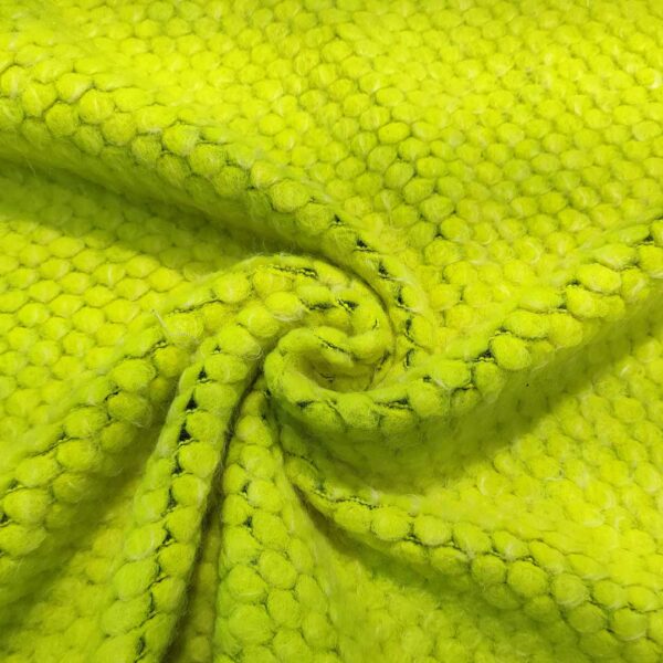 Tessuto Lana Cotta tweed giallo fluo