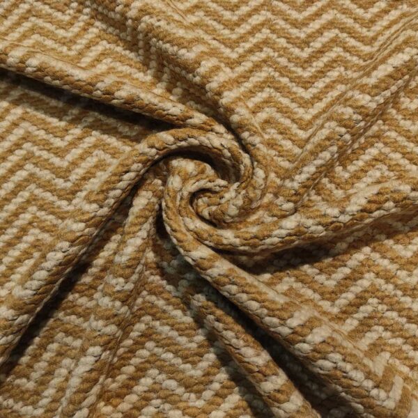Tessuto Lana Cotta tweed motivo spigato beige - cammello