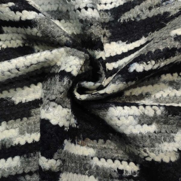 Tessuto per cappotto motivo tweed grigio - nero - panna