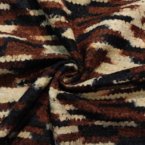 Tessuto per cappotto motivo tweed nero - beige - marrone