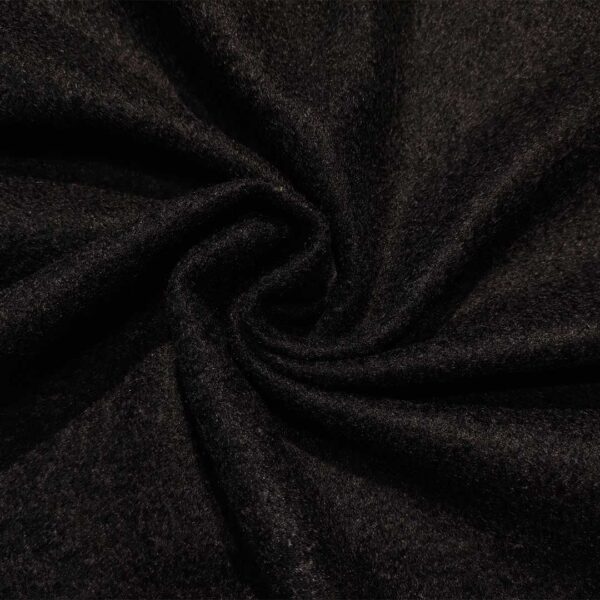 Tessuto per cappotto bouclé schiacciato tinta unita nero