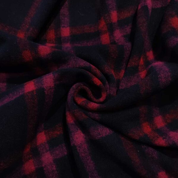 Tessuto per cappotto motivo quadri blu - rosso - fucsia