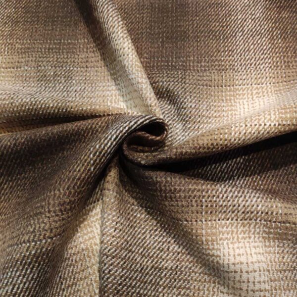 Tessuto pettinato mano lana con frange ai bordi motivo quadri beige - cammello - panna