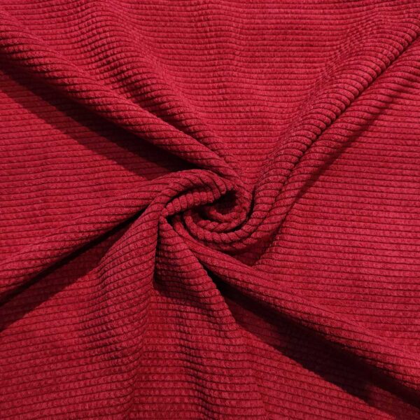 Tessuto Velluto a coste tinta unita rosso