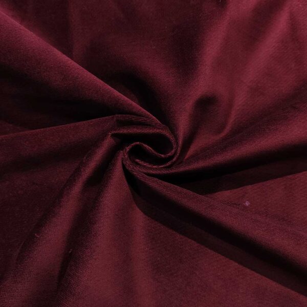 Tessuto Velluto di cotone elasticizzato tinta unita bordeaux