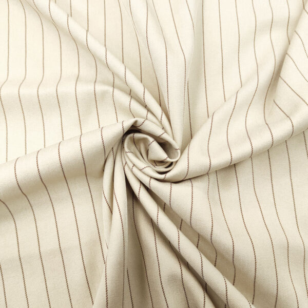 Tessuto Cady Elasticizzato effetto melange motivo gessato beige - marrone