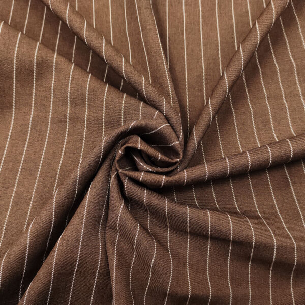 Tessuto Cady Elasticizzato effetto melange motivo gessato cioccolato - bianco