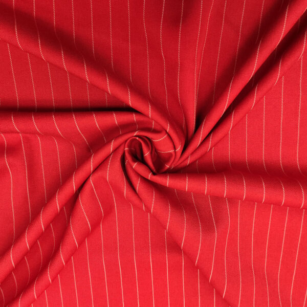 Tessuto Cady Elasticizzato effetto melange motivo gessato rosso - bianco