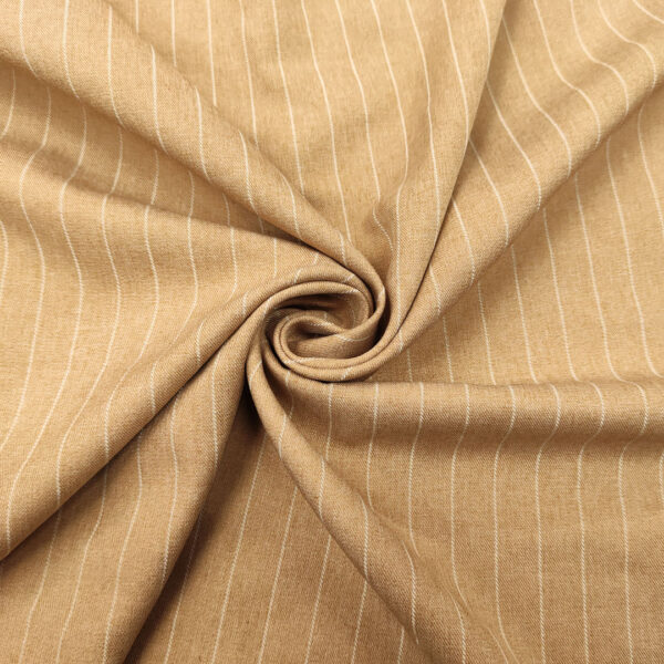 Tessuto Cady Elasticizzato effetto melange motivo gessato cammello - bianco