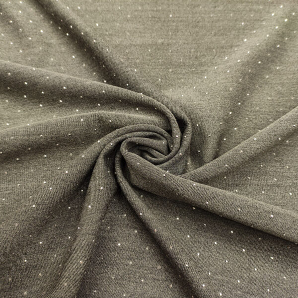 Tessuto Cady Elasticizzato con punti luce grigio fumo
