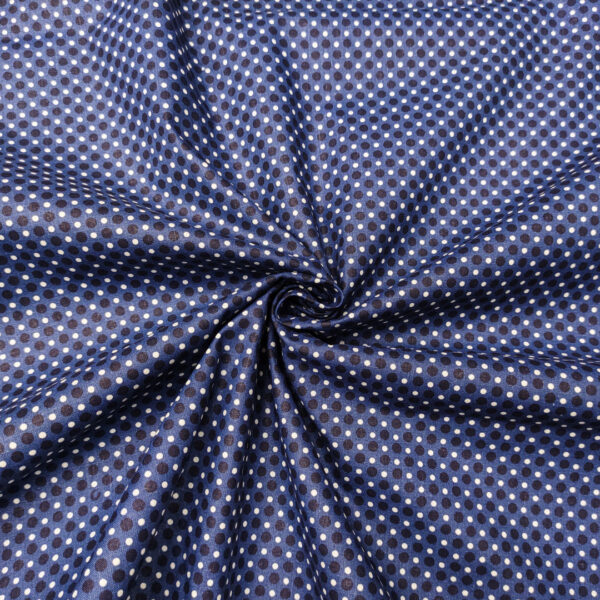Tessuto Cotone leggero a fantasia motivo pois blu - bianco
